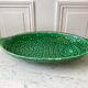 large bowl / dish in green Digoin slip, bamboo style, 50s-60s