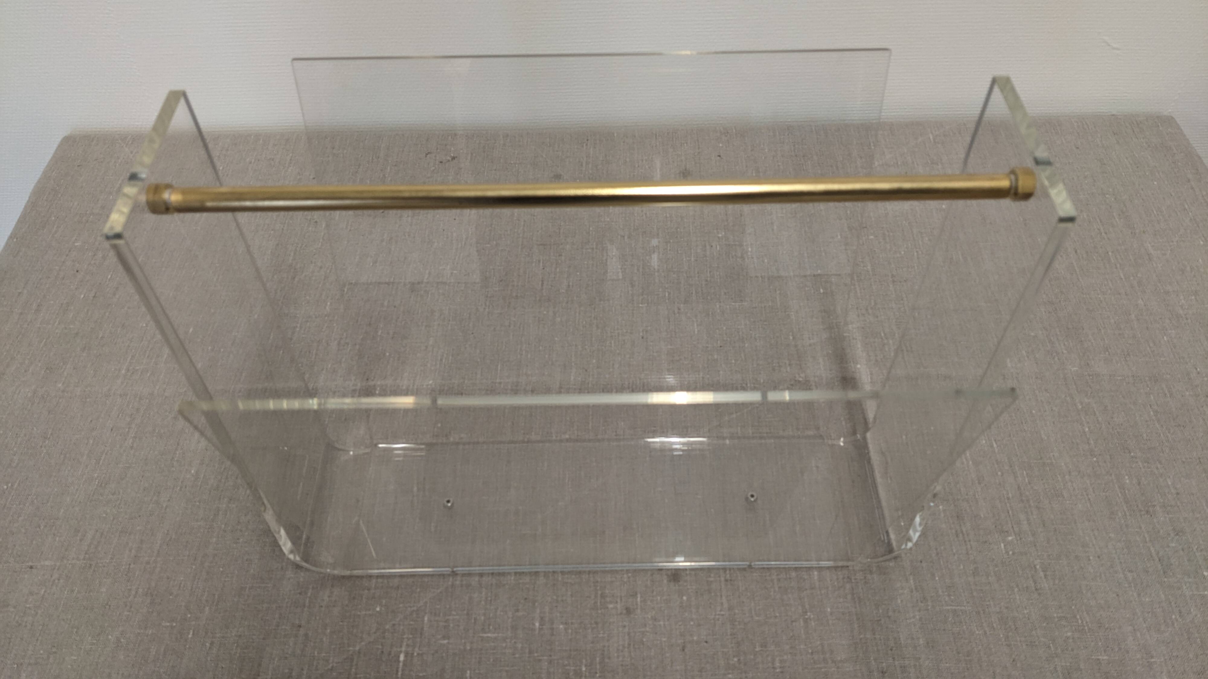Acrylic magazine rack by David Lange, France circa 1970.