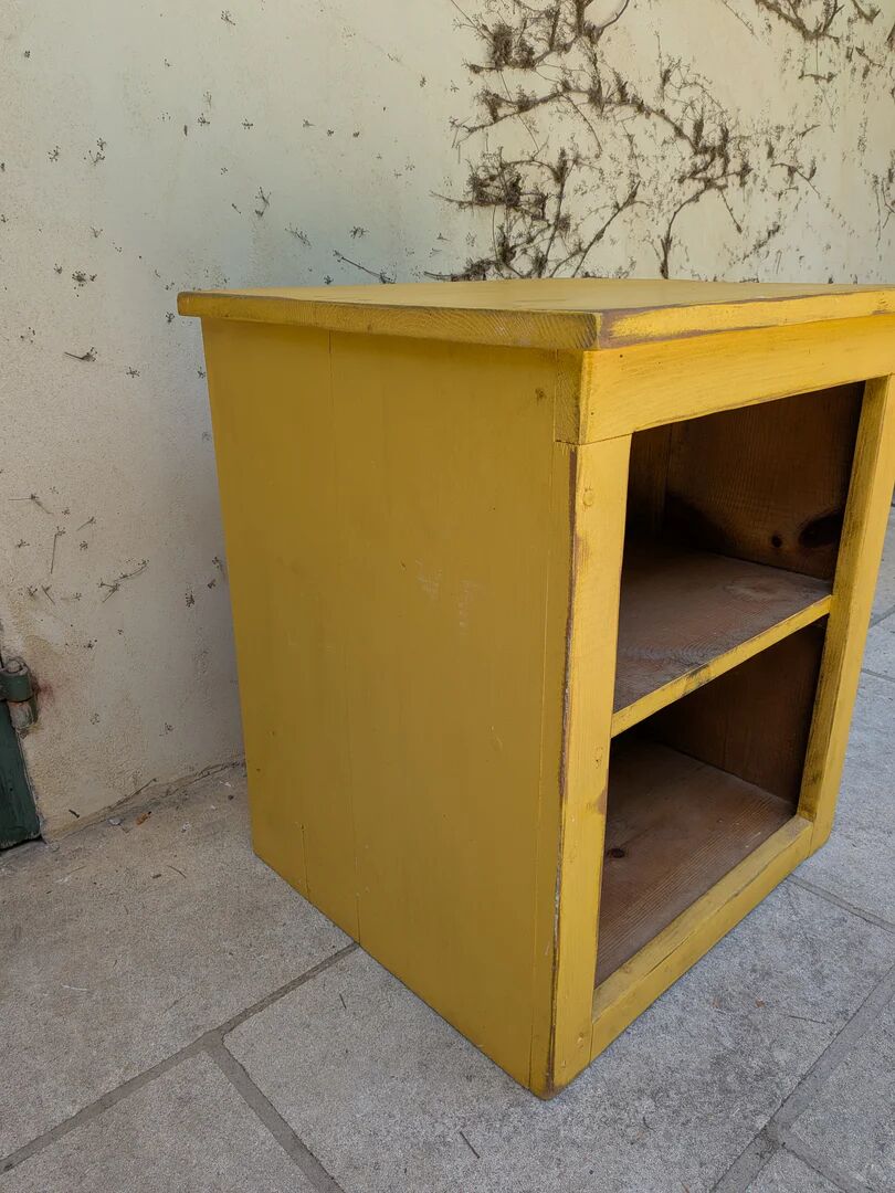 Low storage unit in saffron yellow wood – Canadian handcrafted.