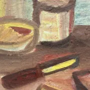 Original Swedish Oil on Canvas – "Breakfast" by Bengt Delefors – Signed "B. Delefors" – Vintage & Framed – 49 × 40 cm (19.3" × 15.7")