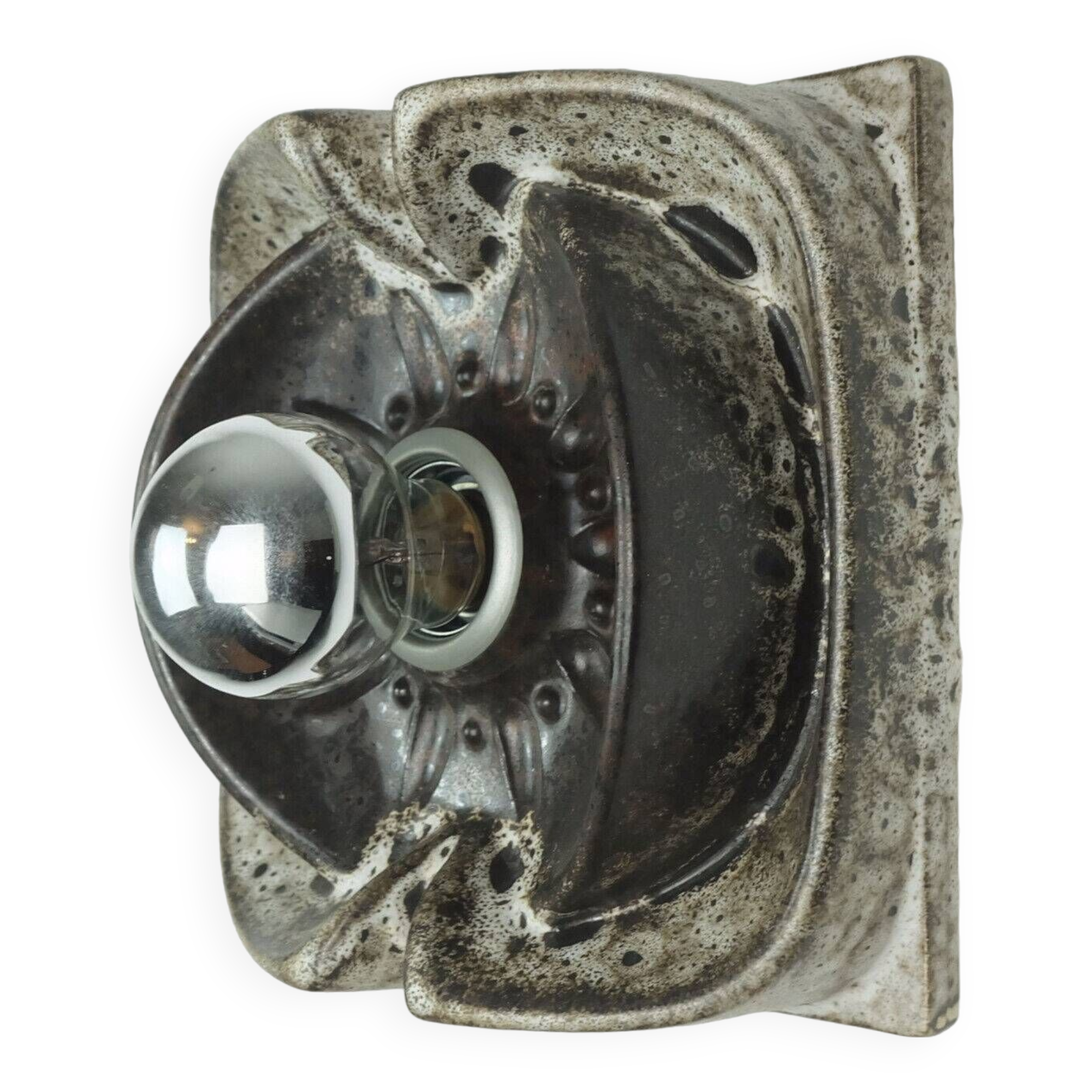 Wall lamp 1960s 1970s lava drip glaze beige brown