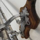 Chrome plated Art Deco wall coat rack with 6 hooks, 1930s
