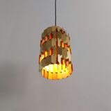 Set of 2 gold and orange 'Facet-pop' pendant lamps by Louis Weisdorf for Lyfa, Denmark 1960's