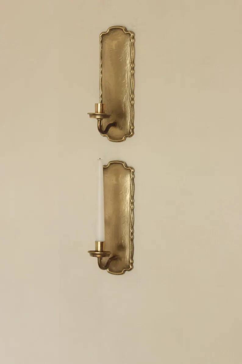 Pair of Swedish Mid-Century Brass Wall Sconces by Scandia