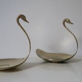 Paire cygnes ,poche , cygnes, laiton, vintage
