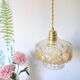 Vintage amber cut glass suspension – retro bohemian lamp