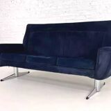 Scandinavian style sofa from the 50s - 60s in blue fabric and base