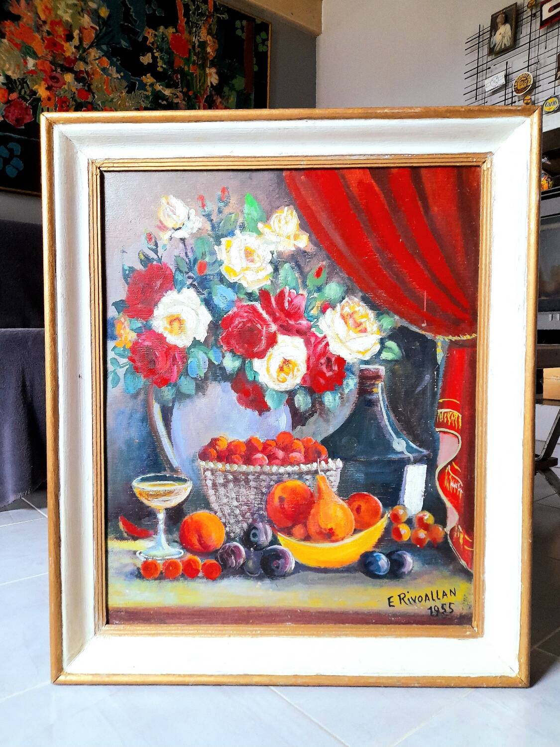 Nature morte, huile sur panneau 1955.