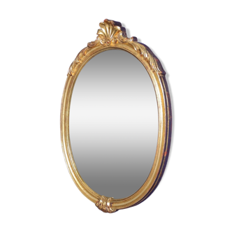 Vintage Italian 1970s Distressed Gilt Rococo Revival Oval Wall-Hanging Mirror