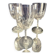 Set of 3 cut crystal water or wine glasses