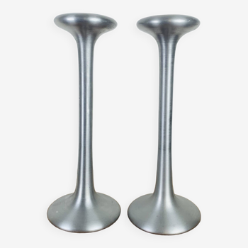 Paire de bougeoirs aluminium Kagla par Carl Ojerstam pour Ikea