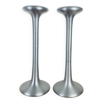 Paire de bougeoirs aluminium Kagla par Carl Ojerstam pour Ikea