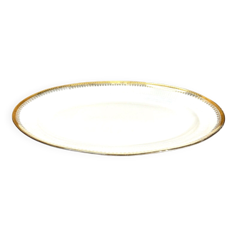 Plat ovale porcelaine du berry "pl" filet doré, vintage chic