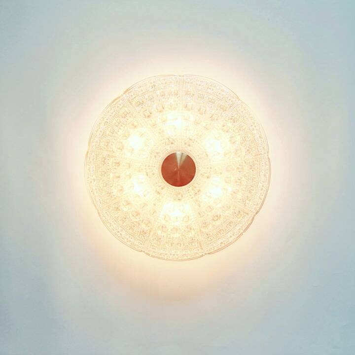 Lustre en verre et laiton scandinave par C Fagerlund pour Orrefors, années 1960.