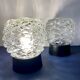 Pair of vintage wall lamps in molded glass and thermoplastic