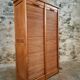 Armoire à rideaux vintage en chêne français – années 1960 – rangement de bureau avec étagères réglables