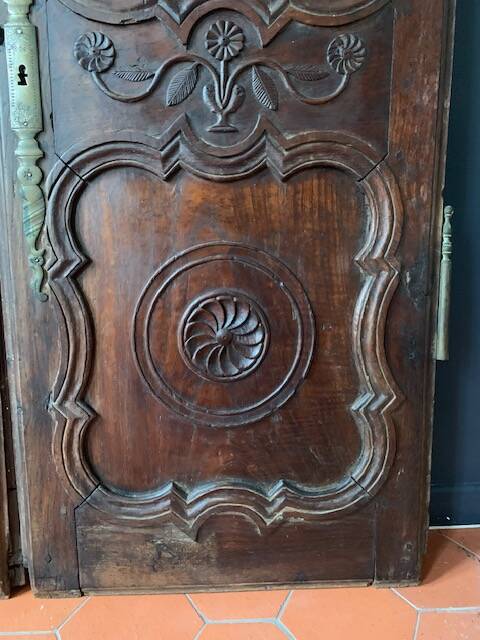 Antique carved wooden cabinet doors, 18th century