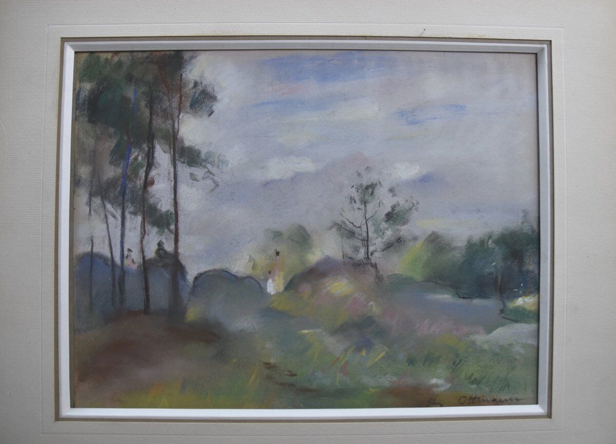 Henry Ottmann (1877-1927) Edge of the woods in the mist, signed pastel