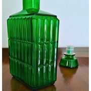 Midcentury Italian Green Glass Caraf/Bottle with Stopper, 1960s.