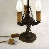Antique Florentine 3 Light Oil Lamp with Tools Mounted in Electric Lamp 4306
