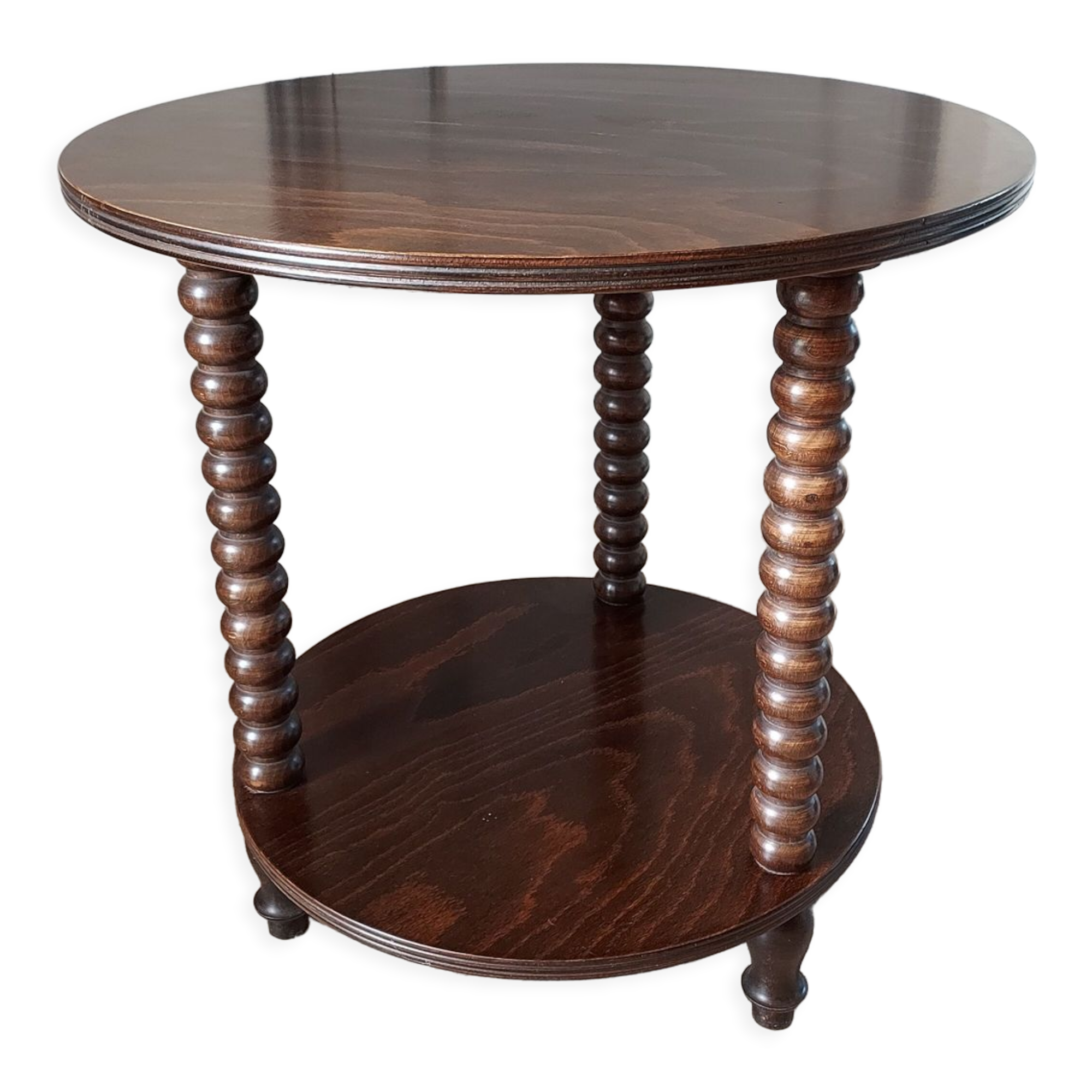 Turned wooden side table