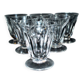 Lot de 6 verres à vin gobelet en cristal taillé à côtes plates Saint-Louis? proche Talleyrand 8.5cm