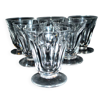 Lot de 6 verres à vin gobelet en cristal taillé à côtes plates Saint-Louis? proche Talleyrand 8.5cm