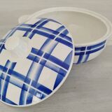 Vegetable Tureen Old Opaque Porcelain Badonviller Vintage Blue Tiles Decor