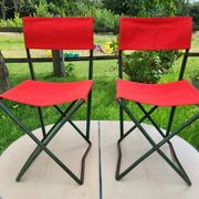 Ensemble table et duo chaises pliantes camping vintage 1970