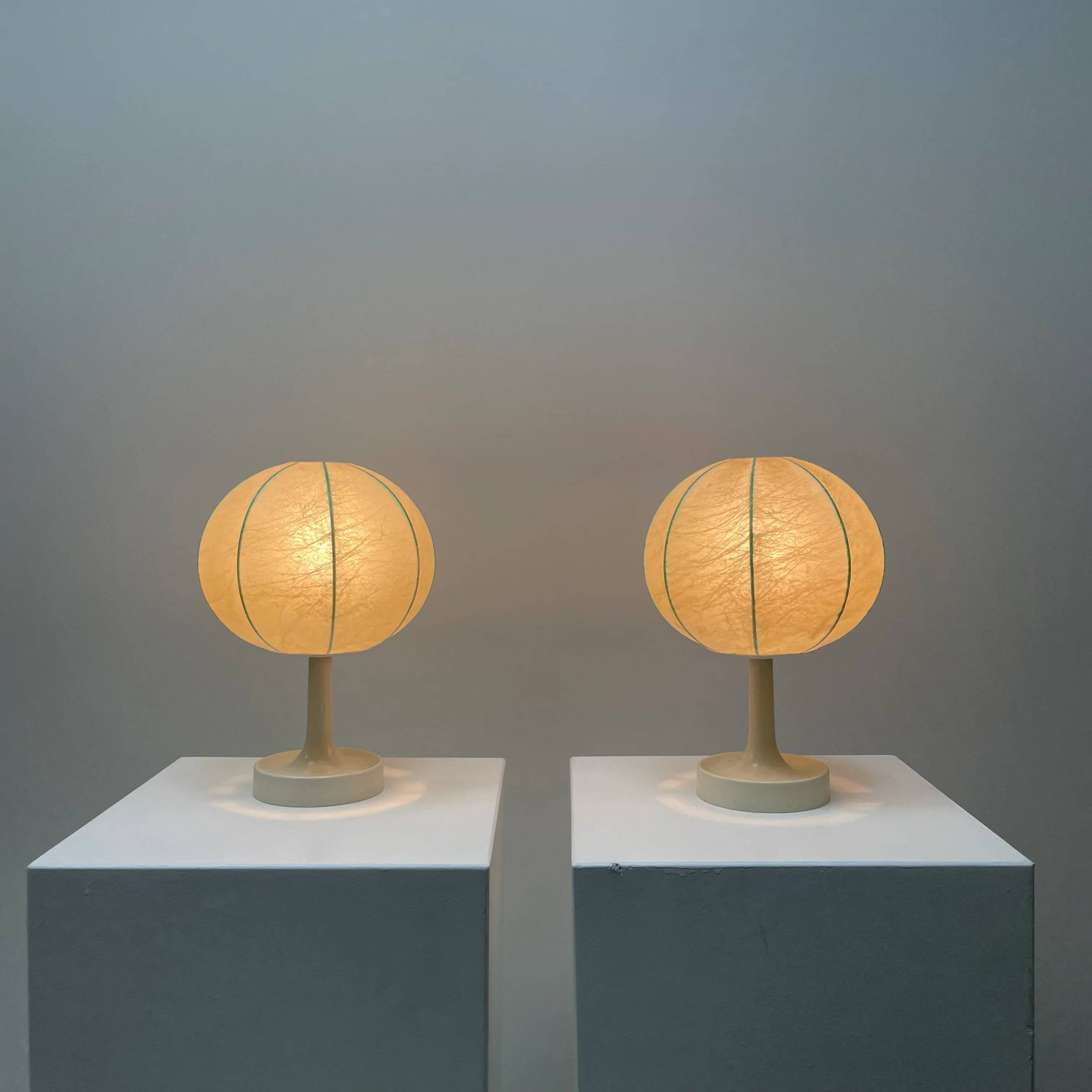 Paire de lampes de table cocoon par Goldkant Leuchten 1960