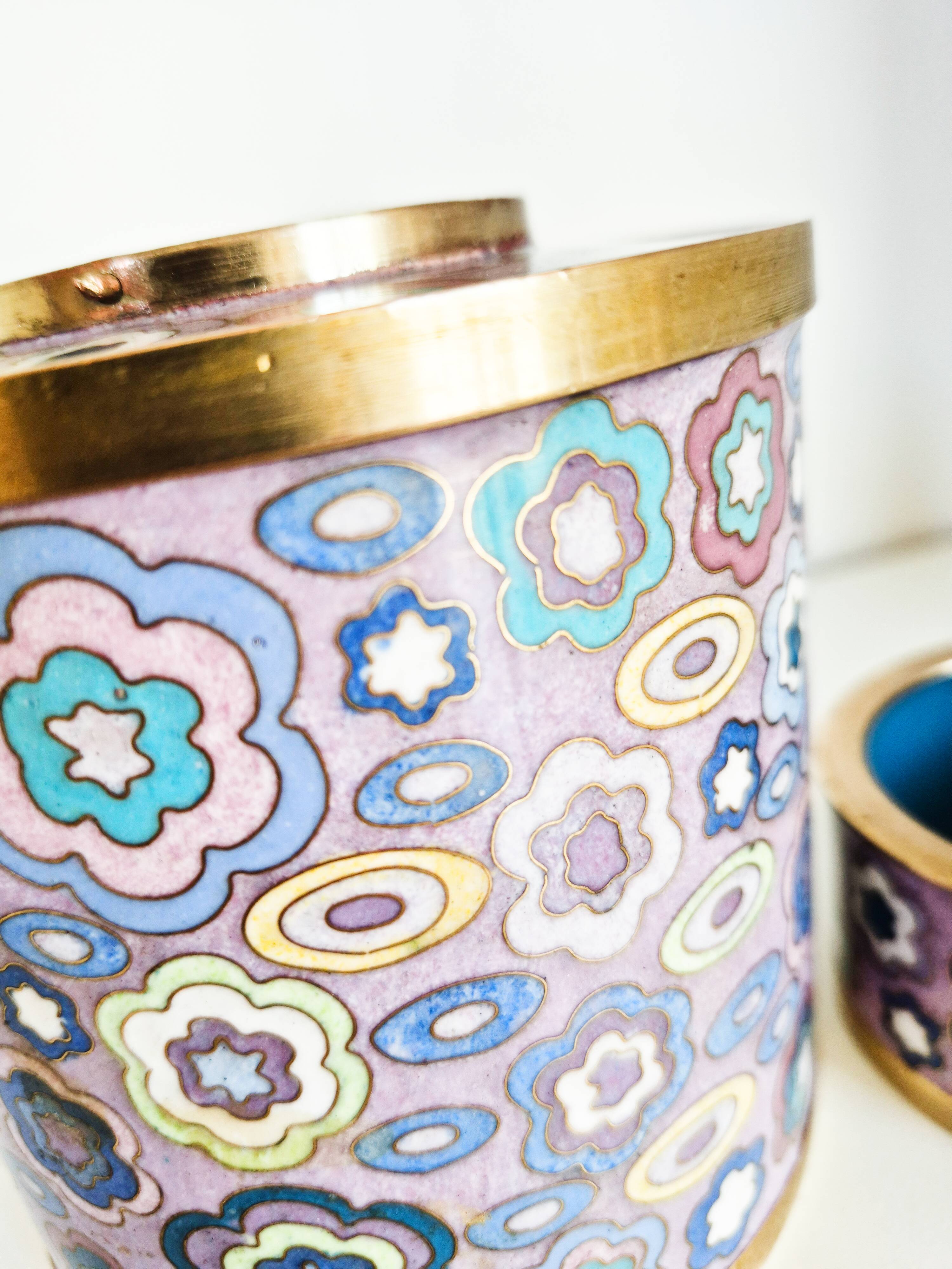 Tea pot Fabienne Jouvin, in cloisonné enamels and brass.