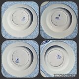 Set of 4 old hollow plates vieillard bordeaux model moustiers