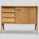 Vintage sideboard with tapered legs, light oak, 1960s.