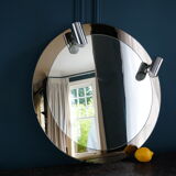 Round mirror with chrome spotlights 64x64cm