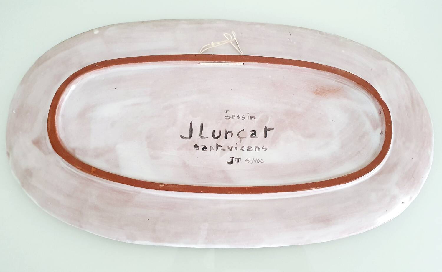 Large oval enamelled terracotta dish by Jean Lurçat from the 1950s