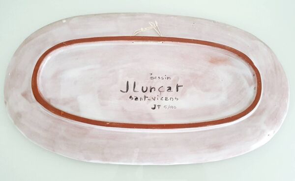 Grand plat ovale en terre cuite émaillée Jean Lurçat  des années 50