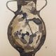 Signed watercolor and ink painting Wabi Sabi Sahara Vase