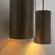Pair of vintage brushed metal pendant lamps, France 1960
