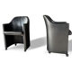 Pair of armchairs "S142" by Eugenio Gerli for Tecno in black leather