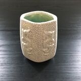 Raku vase with fish and seahorse decoration