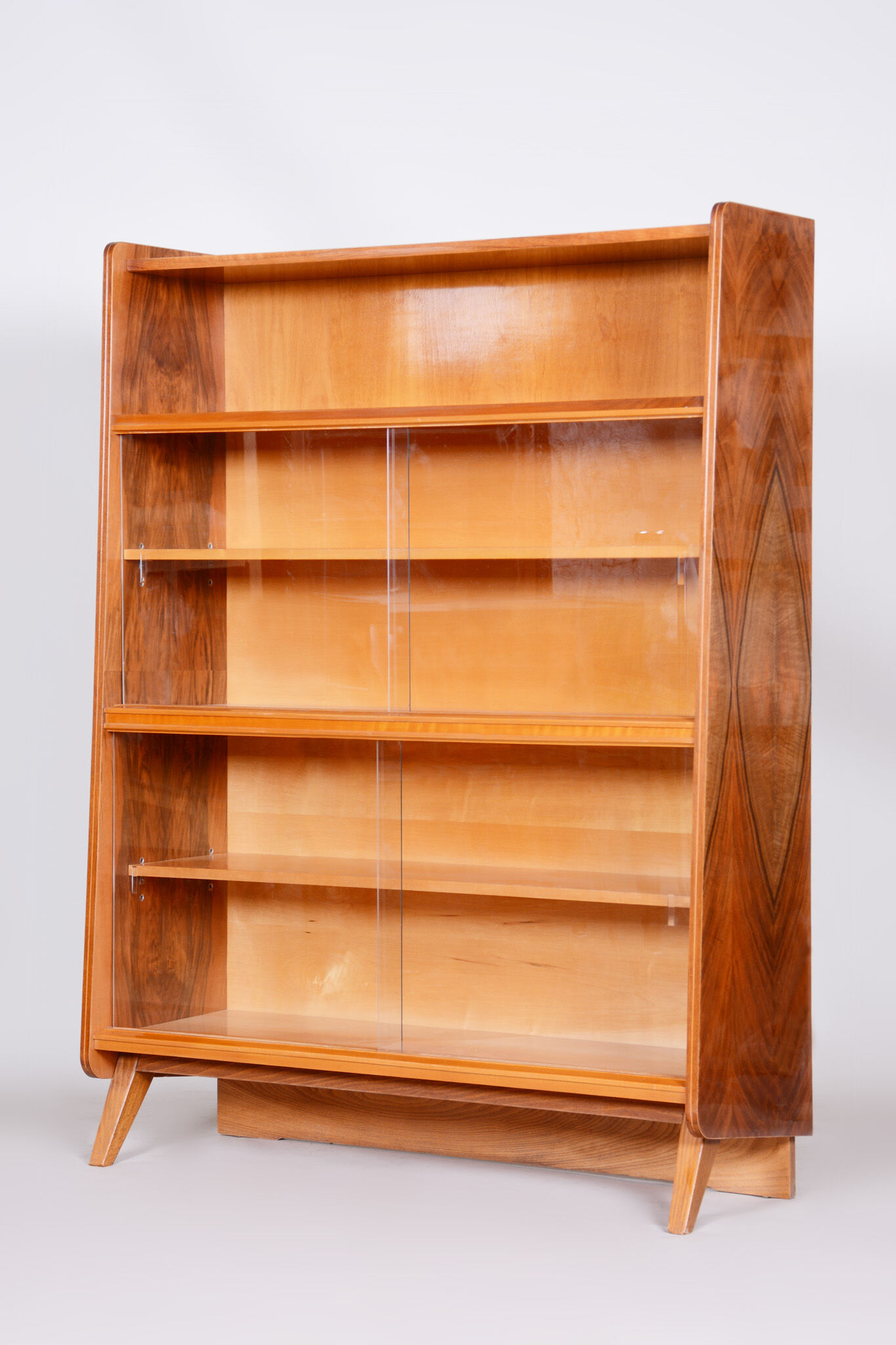 Walnut mid century bookcase 1950s czechia