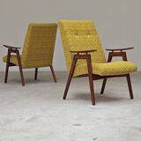 Paire de fauteuils Jaune par Jaroslav Smidek pour Ton (Thonet) Expo 58