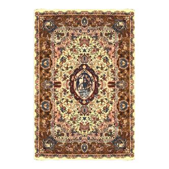 Tapis d'orient Iran Kashmar, persan, laine et soie, 190x 290  cm