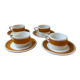 4 Luneville cups and saucers, Florence model, vintage