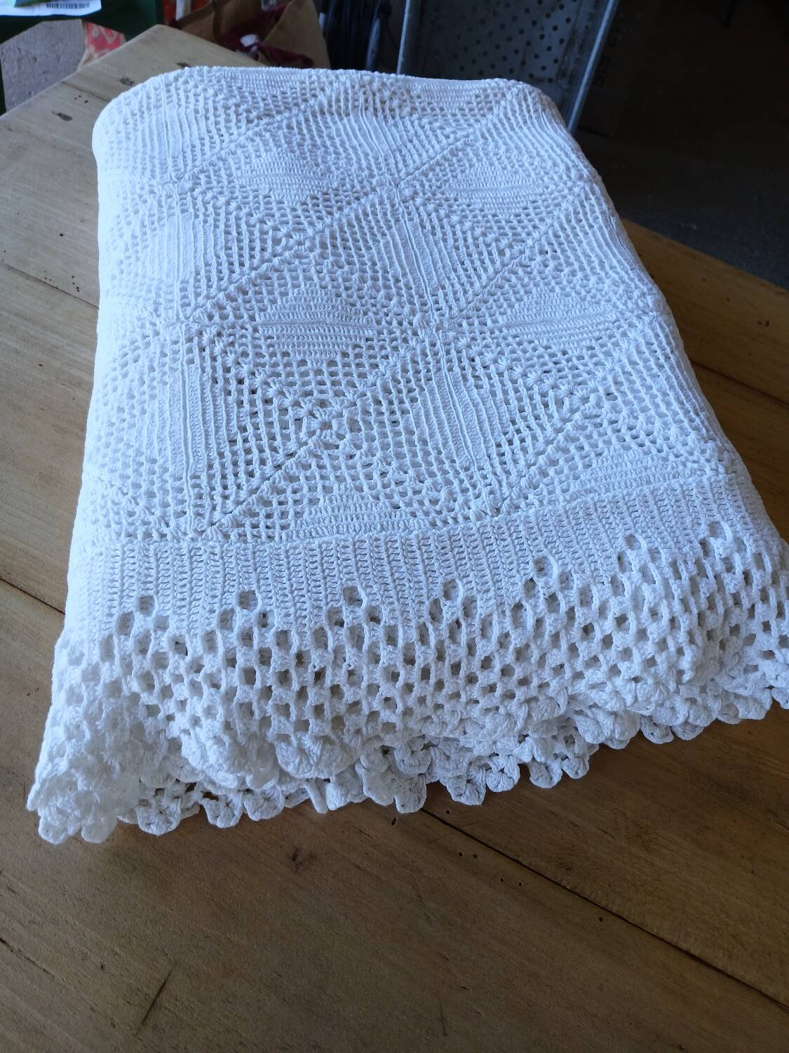 Handmade crochet antique bedspread