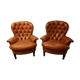 Pair of leather chesterfield chairs