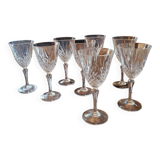 Set of 8 cut crystal glasses, hexagonal stem – 1950s