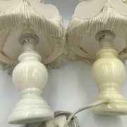 Pair of bedside lamp with vintage fringed shade