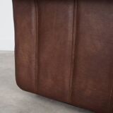 Brown leather armchair, Swiss design, 1970s, manufacture: De Sede