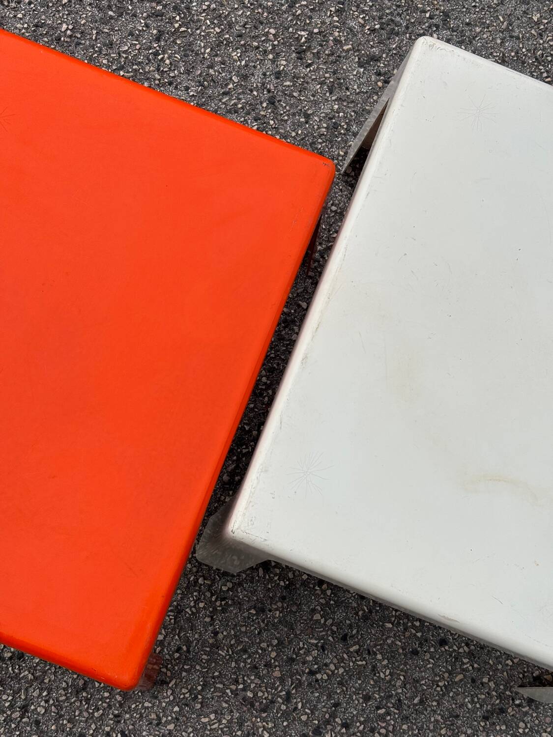 Pair of Space Age fiberglass coffee tables, Circa 1970